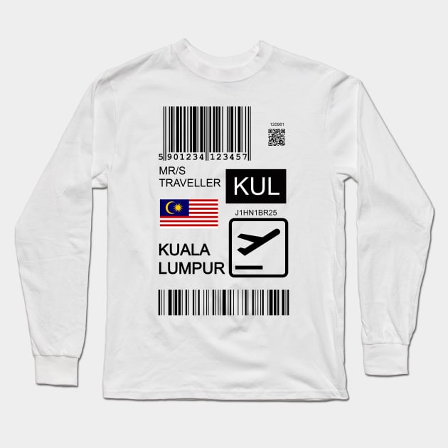 Kuala Lumpur Malaysia travel ticket Long Sleeve T-Shirt by Travellers